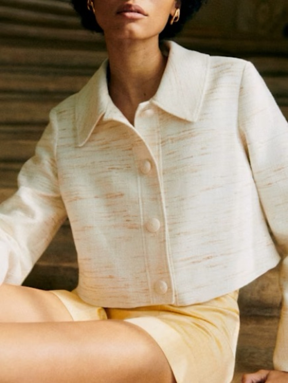Sezane Soleya Jacket Ecru Size 38